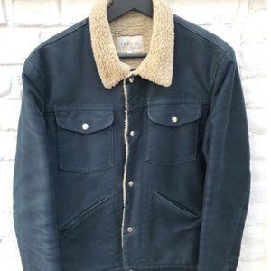 Sandro Navy Shearling Jacket